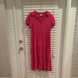 Crown & Ivy Vibrant Pink Midi Dress